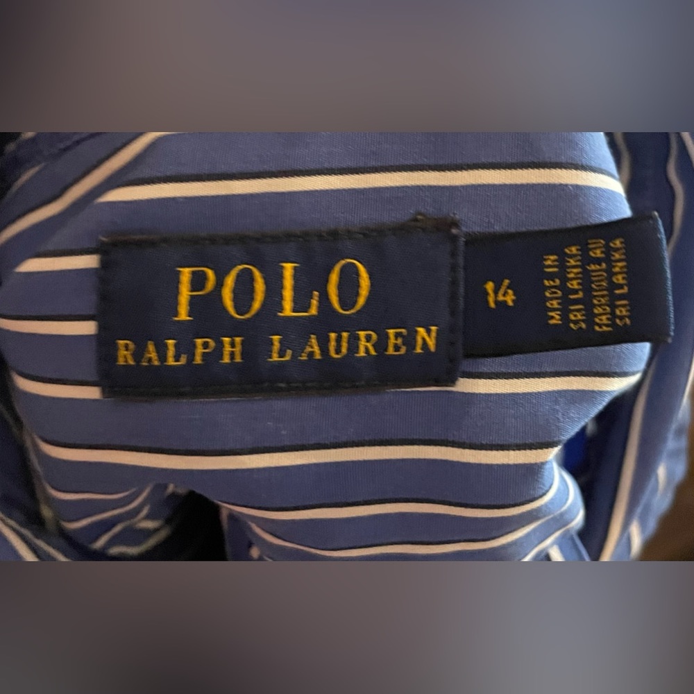Polo by Ralph Lauren Blue White Vertical Stripe Button-Down Shirt - Picture 3 of 3